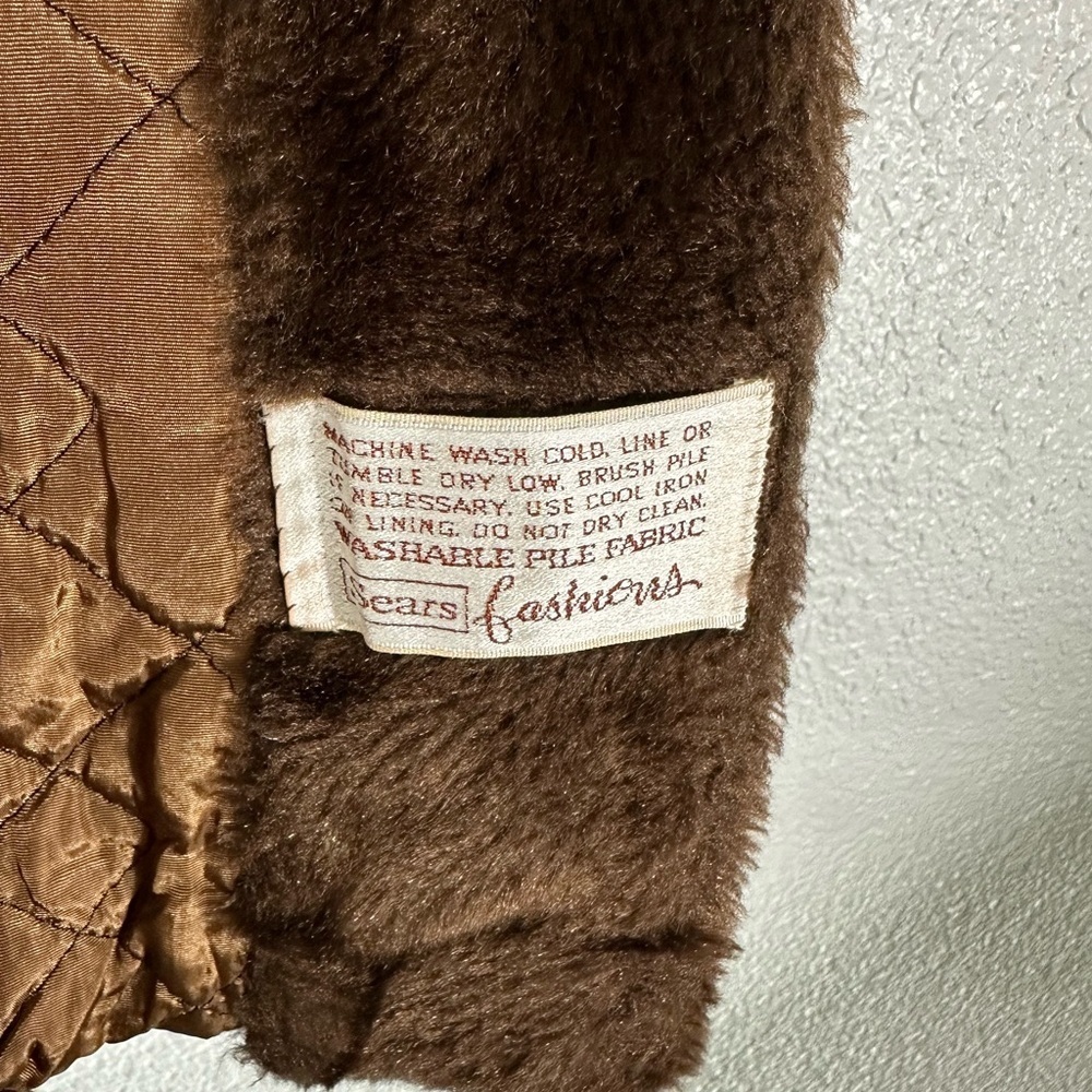 Sears Fashion Vintage Faux Fur Coat Brown Jacket - Picture 7 of 8